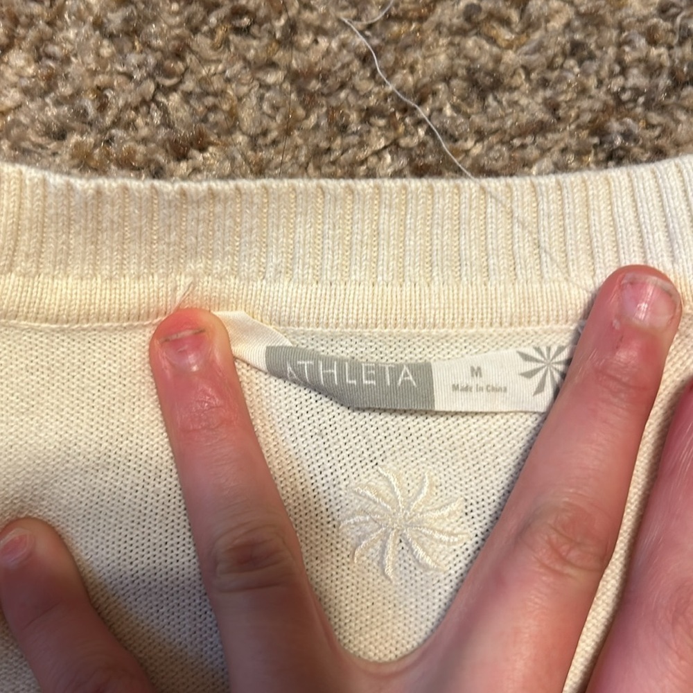 Athleta women’s button neck close to a waffle knit top - Picture 3 of 5